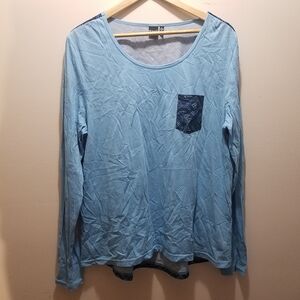 Cruel Girl Light Blue Pocket Long Sleeve Western Women's XL Cowgirl